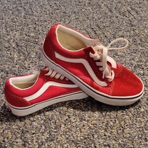 Vans Youth Mens Womens Red and White Sneakers Mens 4.5 Womens 6